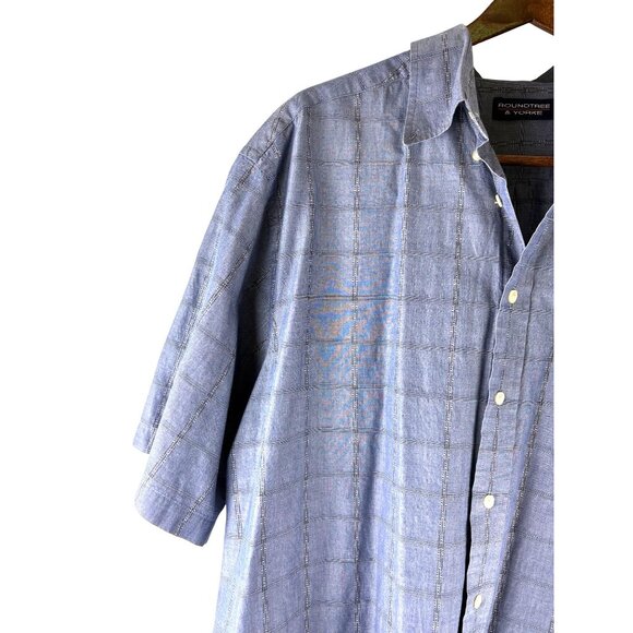 Roundtree & York Indigo Blue Short sleeve button down shirt, Men's 2XLT - Picture 8 of 10